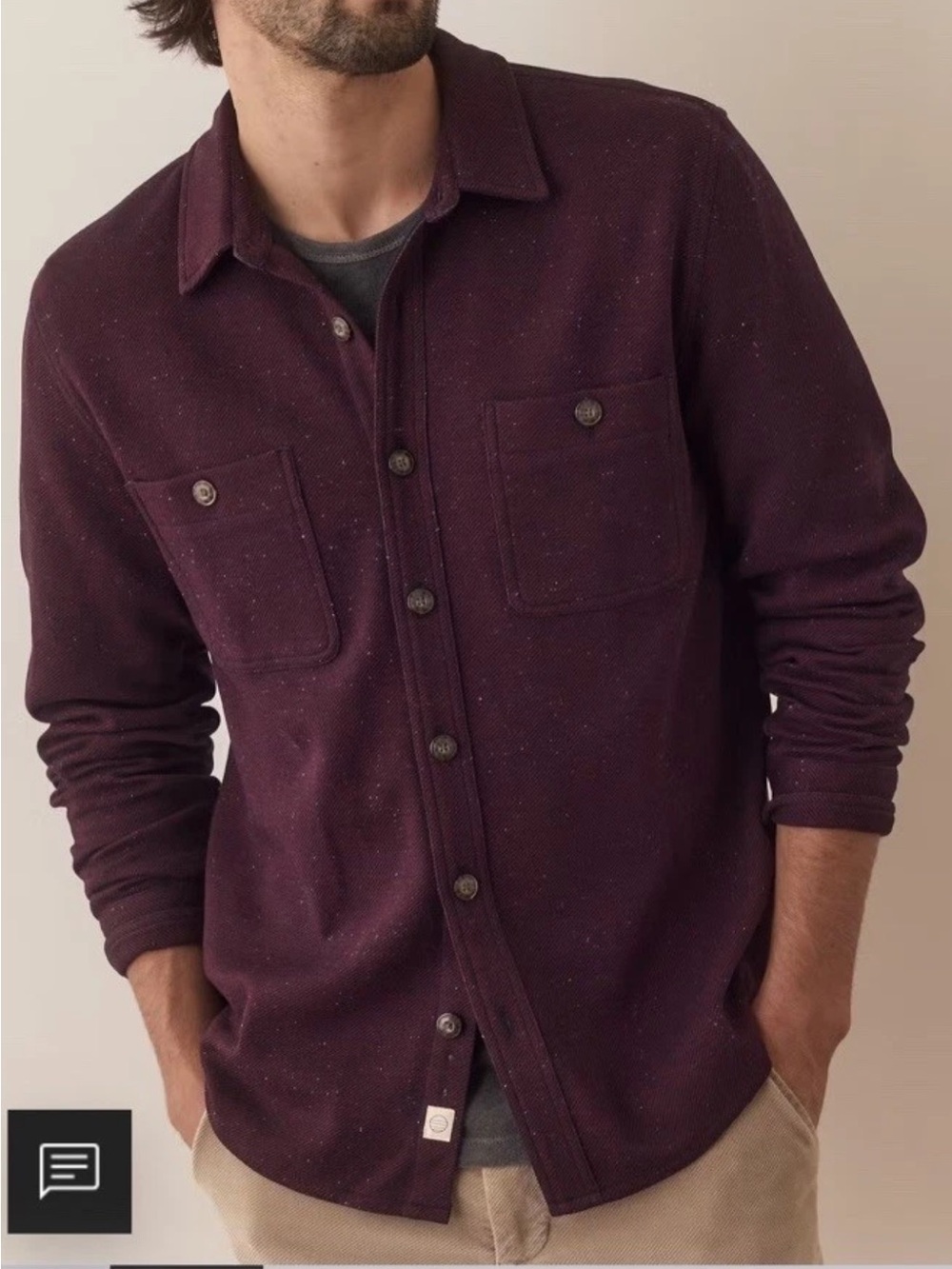 NWT Marine Layer Pacifica Stretch Twill Shirt Burgundy Neps Men's Medium M $168